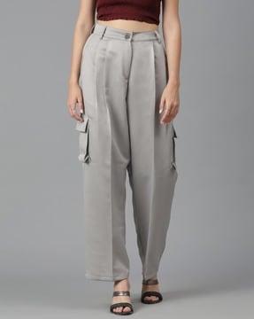 women high-rise wide leg cargo pants