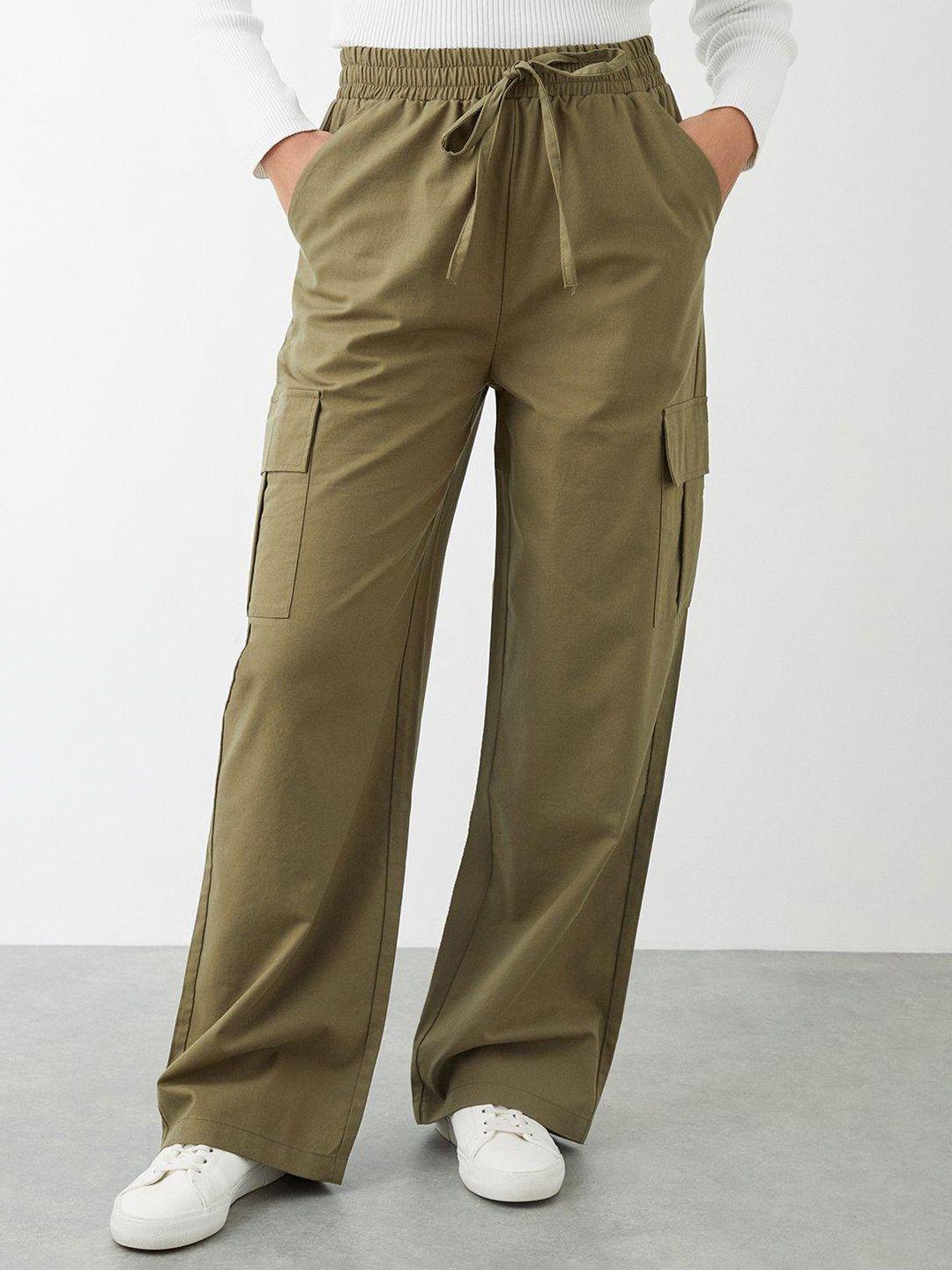 women high-rise wide leg cargos trousers