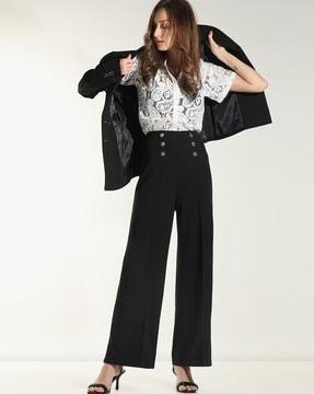 women high-rise wide leg pants