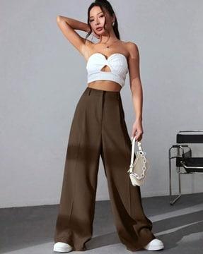 women high-rise wide leg pants