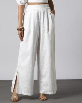 women high-rise wide-leg trousers