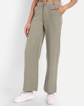 women high-rise wide leg trousers