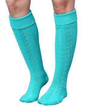 women high socks with ribbed detail