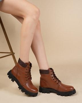 women high-top lace-up boots