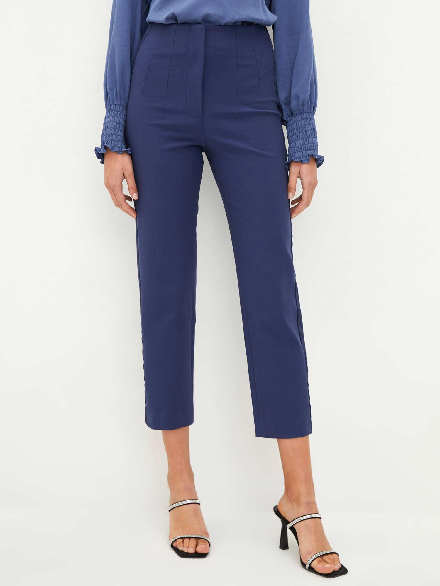 women high waist navy blue trousers