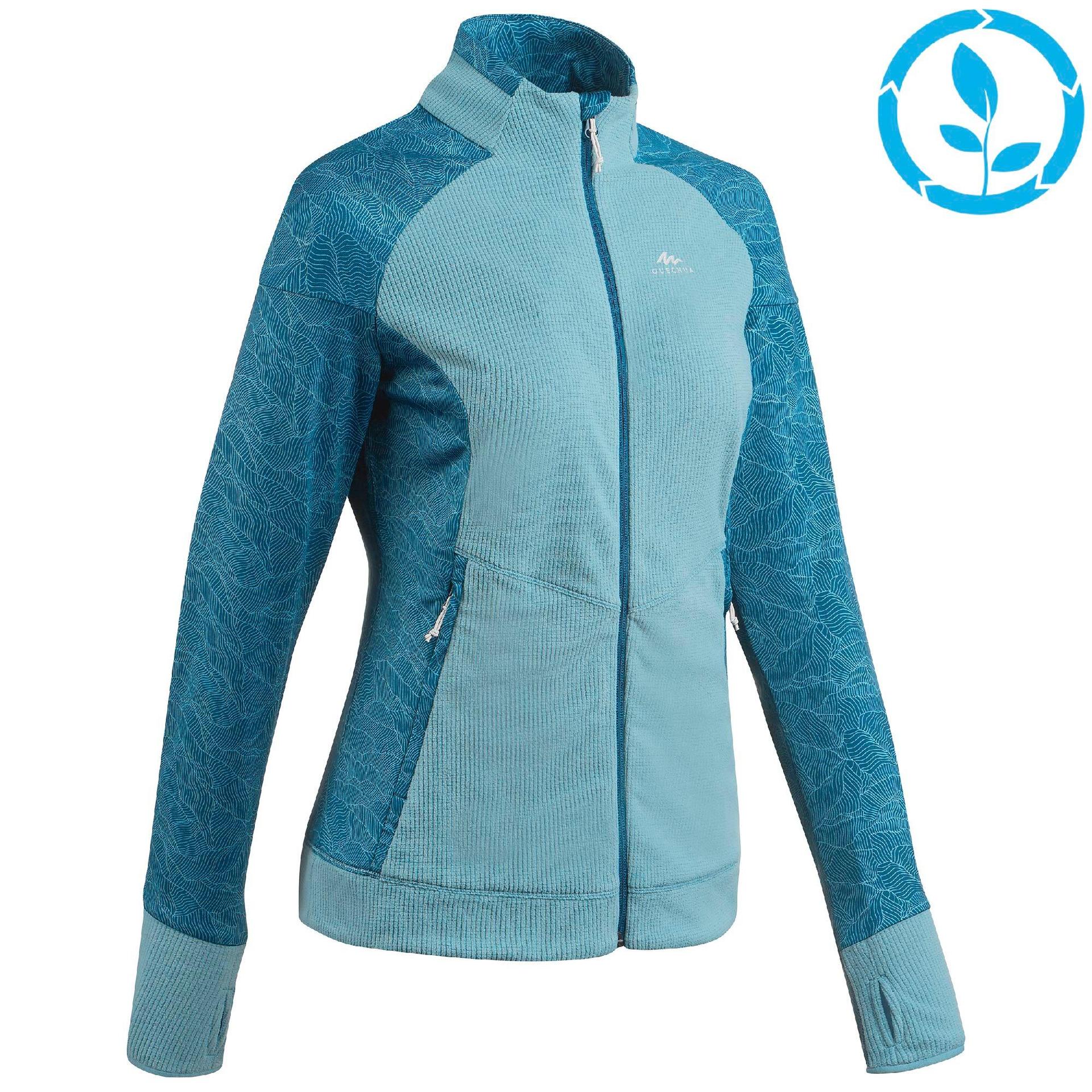 women hiking fleece full-zip mh520 grey blue