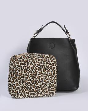 women hobo bag with animal printed pouch