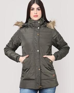 women hooded regular fit jacket