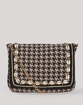 women houndstooth pattern sling bag