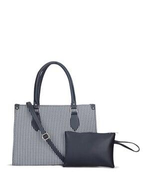 women houndstooth print tote bag with pouch