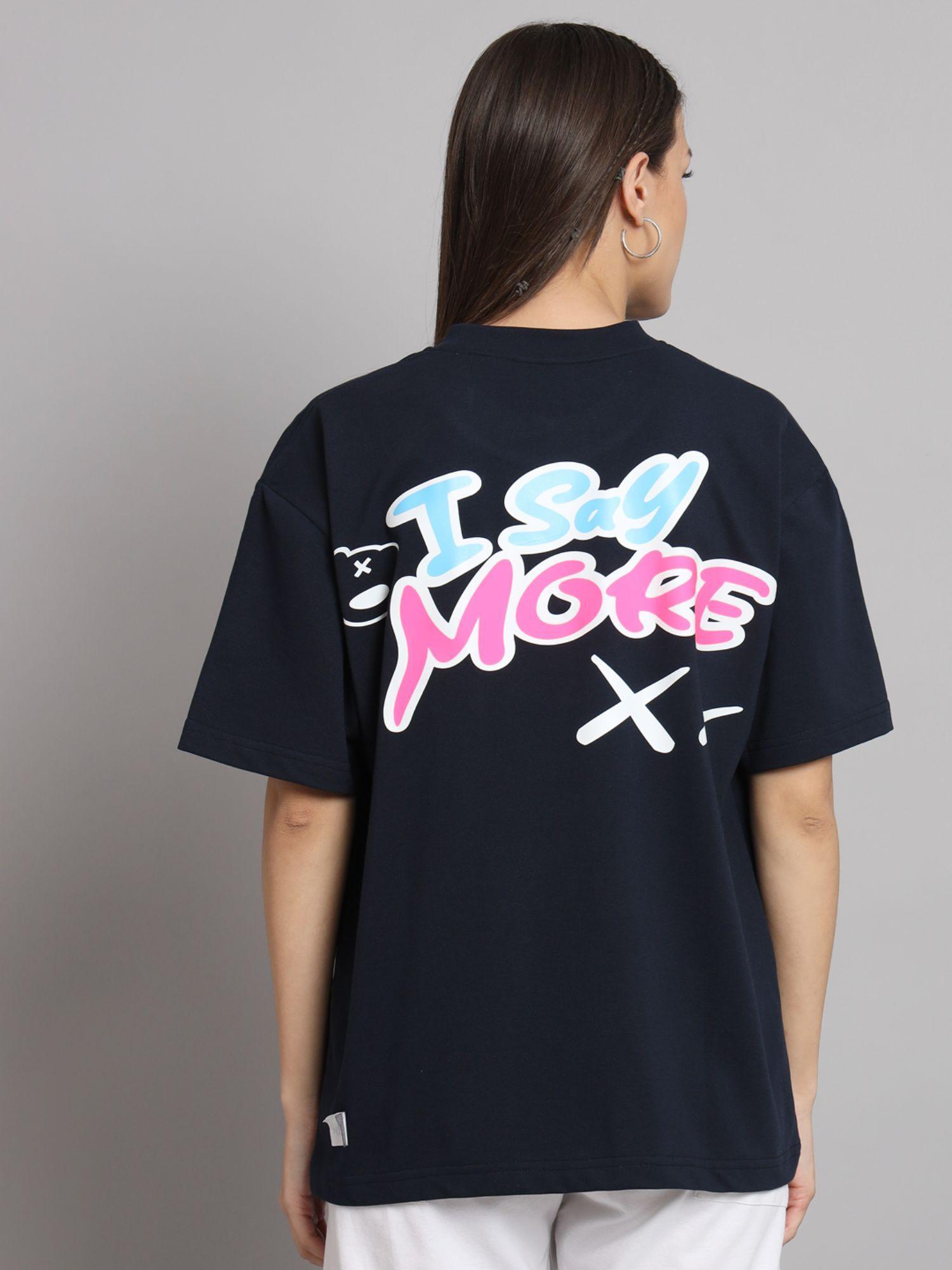 women i say more oversized navy t-shirt