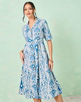 women ikat print a-line dress