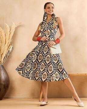 women ikat print a-line dress