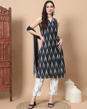 women ikat print a-line kurta set