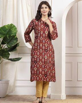 women ikat print a-line kurta