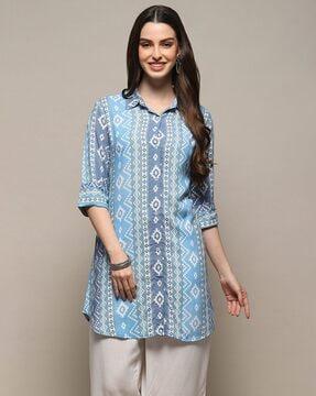 women ikat print a-line kurti