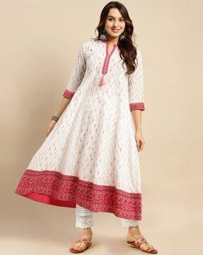 women ikat print anarkali kurta set