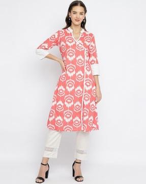 women ikat print angarkha kurta