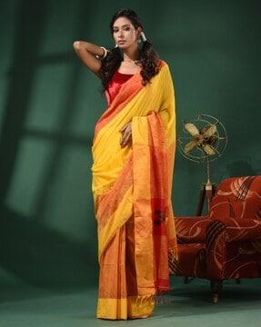 women ikat print cotton saree