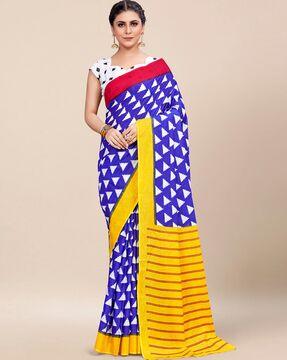 women ikat print cotton saree