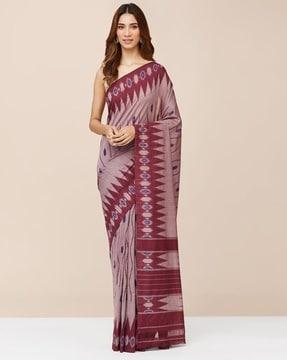 women ikat print cotton saree