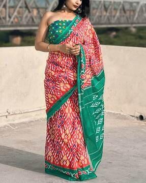 women ikat print cotton saree