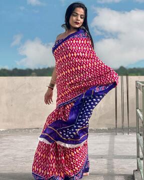 women ikat print cotton saree