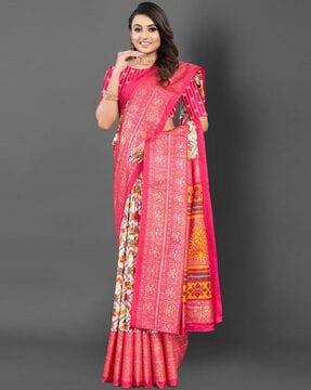 women ikat print dola silk saree