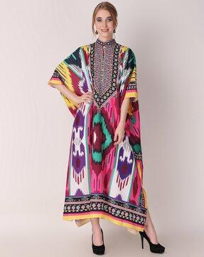 women ikat print kaftan dress