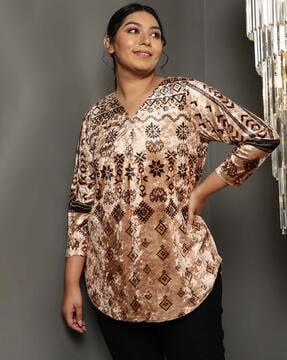 women ikat print regular fit top