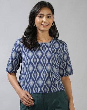 women ikat print regular fit top