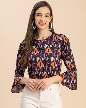 women ikat print regular fit top