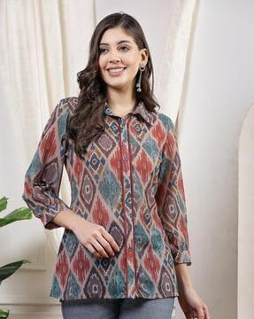 women ikat print relaxed fit shirt