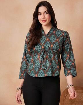 women ikat print relaxed fit top