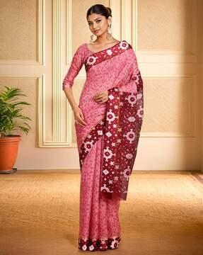 women ikat print saree with thick border