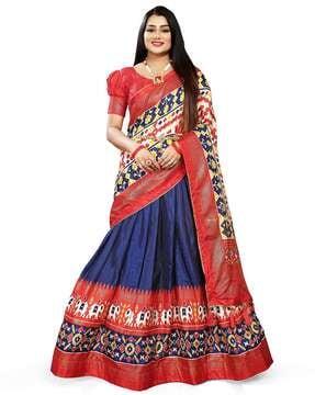 women ikat print sharara lehenga choli set