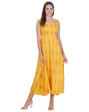 women ikat print sleeveless a-line dress