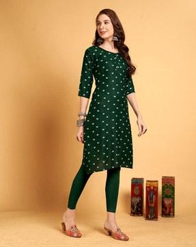 women ikat print straight kurta