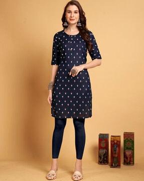 women ikat print straight kurta