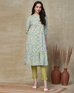 women ikat print straight kurta