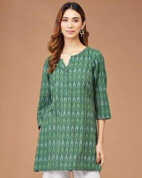 women ikat print straight kurta