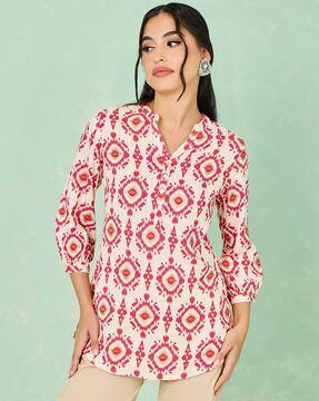 women ikat print straight tunic