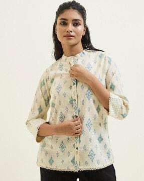 women ikat print tailored fit shirt