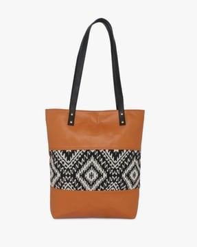 women ikat print tote bag with zip closure