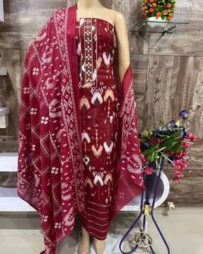 women ikat print unstitched dress material