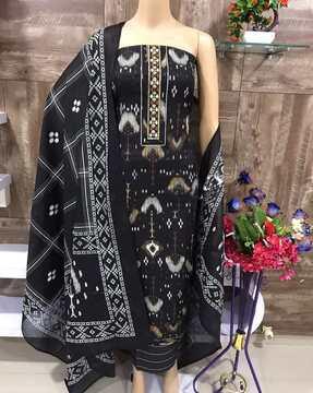 women ikat print unstitched dress material