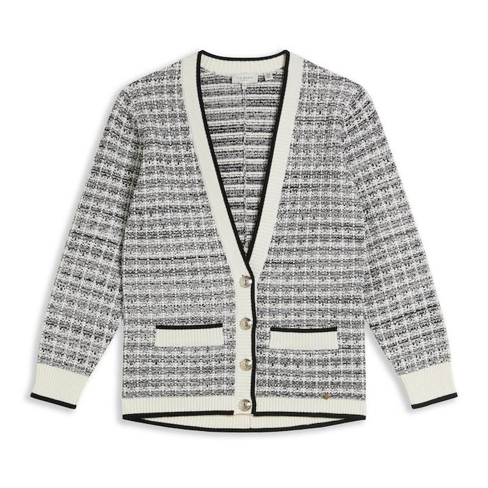 women ivory check easy fit cardigan