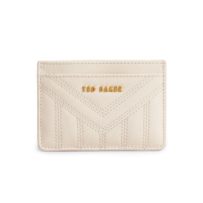 women ivory quilted leather card holder