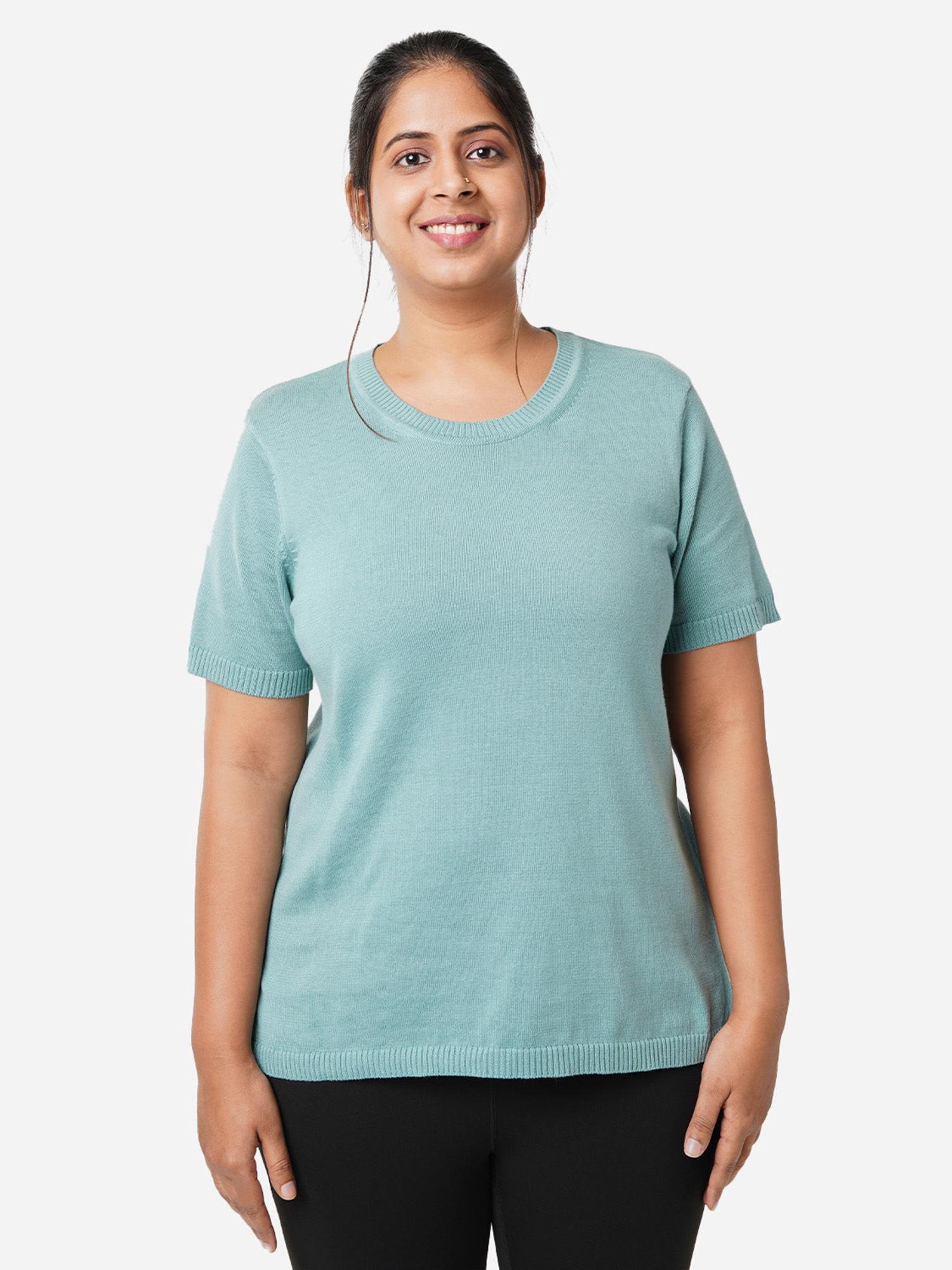 women jade at ease cotton knit top with side slit
