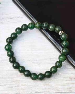 women jade-stone beaded stretch bracelet
